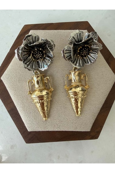 My Joyas Design أقراط زهرة عتيقة الطراز من طراز ZR مع ستة مزهريات في الأعلى