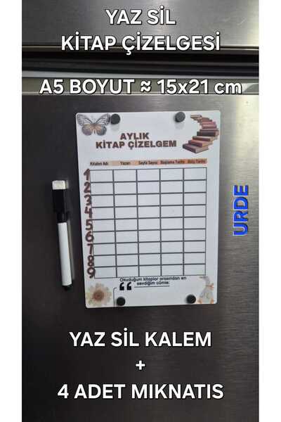URDE Yaz Sil Kitap Okuma Takip Çizelgesi Panosu Magnet - Mıknatıslı Metal Pan...