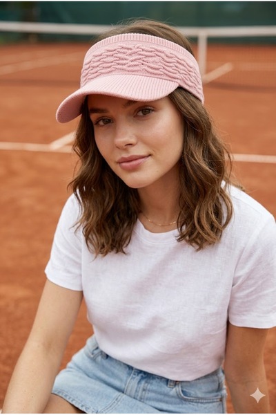 Belifanti Collection Pălărie cu vizor din tricotaje roz premium, structură fl...