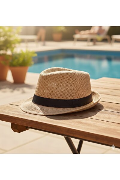 Belifanti Collection Κορυφαίας ποιότητας μπεζ ψάθινο καπέλο Fedora Unisex Μον...