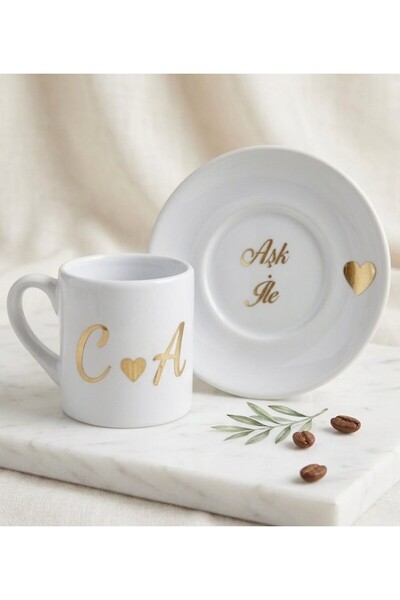 Frisson DAMAT KAHVESİ FİNCANI GOLD KİŞİYE ÖZEL İSİMLİ