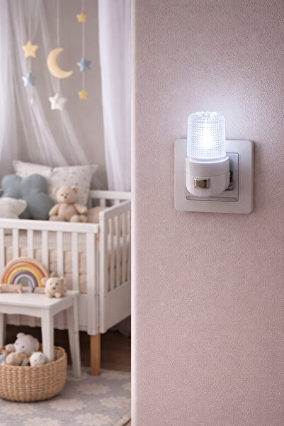 kialed Beyaz Çocuk Bebek Gece Lambası Priz Tipi LED Dekoratif Oda Aydınlatma ...