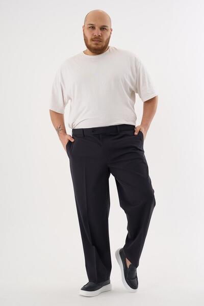 ALEXANDERGARDI Men's Plus Size Classic Cut Fabric Trousers