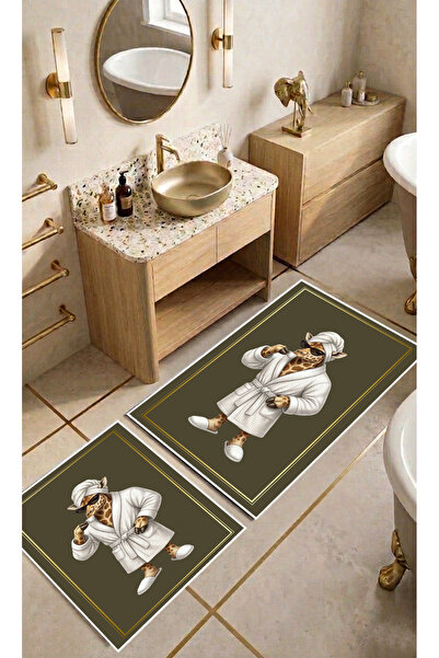 Harika bir ev Hari̇kabi̇rev | Bathroom and Toilet Mat with Bathrobe Giraffe-0...