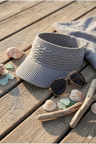 Belifanti Collection Premium Gray Knitted Knitwear Visor Hat Flexible Structu...