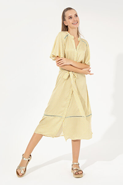 U.S. Polo Assn. Γυναικείο υφαντό φόρεμα από σαφράν 50246442-VR043