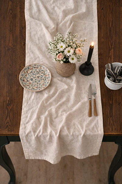 SADEN HOME Natural Fabric Linen Runner, Stylish and Decorative, 5 Size Options