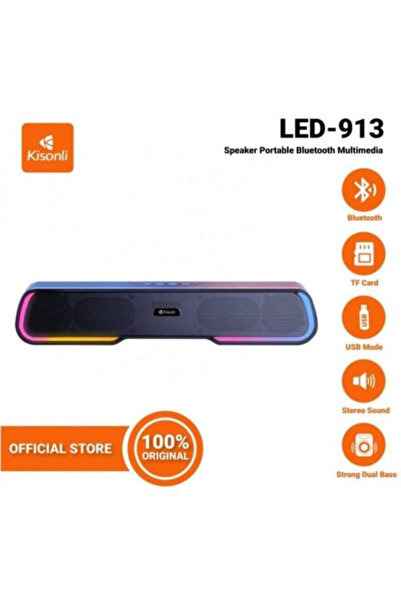 Kisonli مكبر صوت محمول LED-913 يعمل بالبطارية القابلة لإعادة الشحن