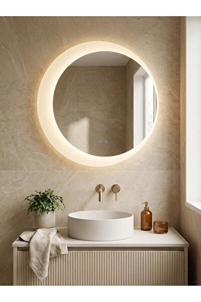 Olivy Oglindă de baie cu LED ⌀ Rotund de 60 cm, 3 abajururi, dezaburitor și c...