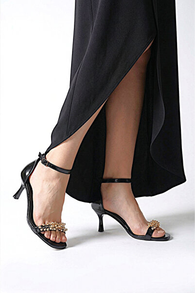 Gökhan Talay Pearl Flexible Soft Non-Slip Sole (4 cm) Black Patent Leather Ha...