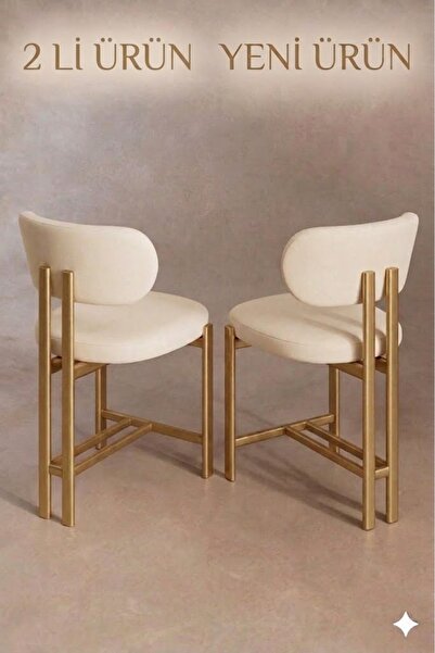 EDMONDA EV AKSESUAR LİZA 2 ADET MUTFAK SANDALYESİ YEMEK ODASI SANDALYESİ GOLD...