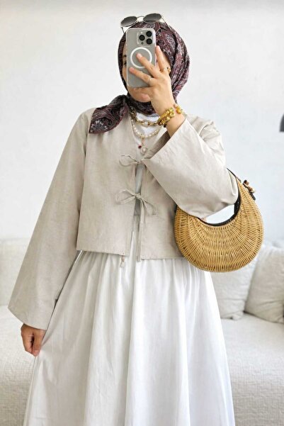 Giyim Gezegeni Open Stone 2-Lace Kimono Shirt with Tie Front Modern Stylish N...