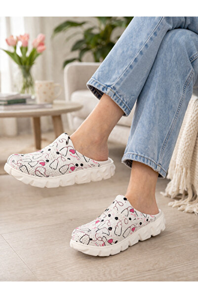 Dr. Mitra Women's White Hospital Icon Orthopedic Slippers with Non-Slip Sole ...