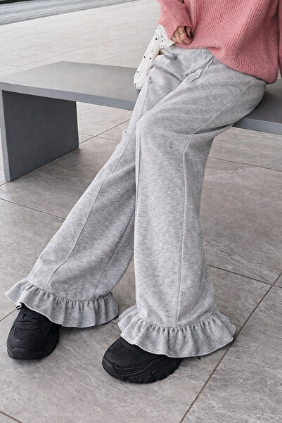 Tarz Cool Women's 2 Thread Casual Cut Feminine Ruffle Detailed Wide Leg Sweat...