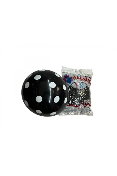 OEM Balloons 100/Set 12" Black With White Polka Dots