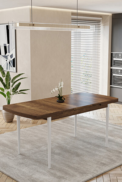 baresmu Barmas Mutfak Masası 80x132 cm MDF Tabla | Siyah/Beyaz Metal Ayak | M...