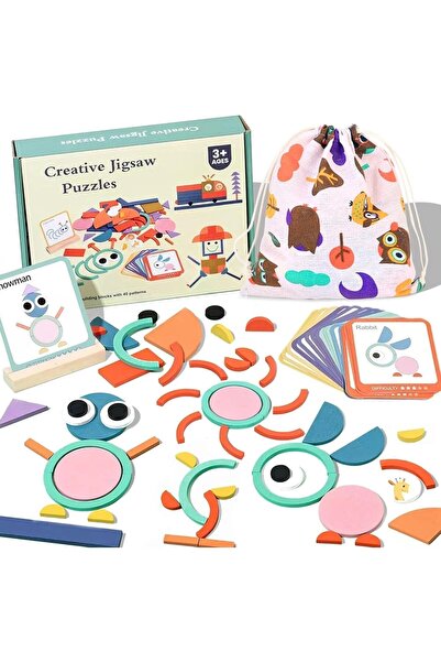 SARALMA Joc educativ puzzle creativ din piese de lemn pentru dezvoltarea imag...