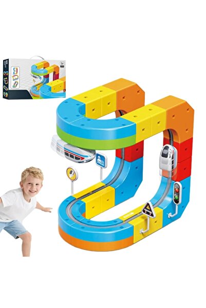 SARALMA Set interactiv de constructie cu tren monorail si blocuri colorate pe...