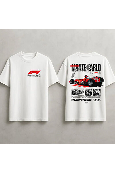 STİL-X Formula 1 Baskılı Unisex %100 Pamuklu Oversize T-shirt