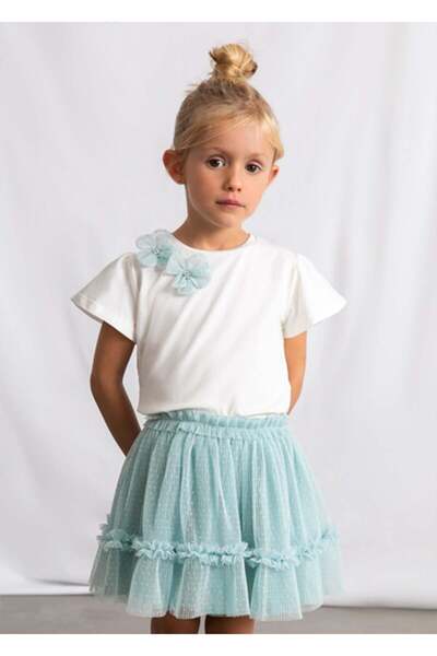 MAYORAL Summer Girls' 2-Piece Tulle Skirt Set - Green