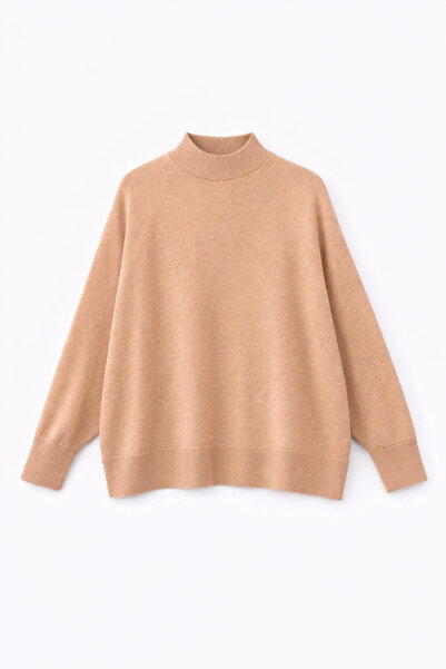 Mixray 7003 Жіночий светр оверсайз з високим коміром базової в'язки, колір норки