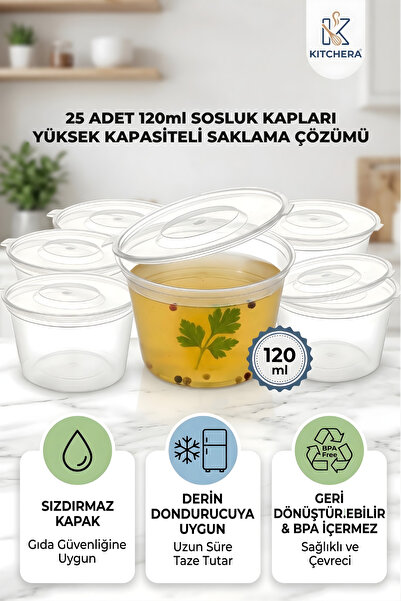 Kitchera Home Kalın Yapılı Sızdırmaz 120 Ml 4 Oz Sosluk Buzluk Et Kemik Suyu ...
