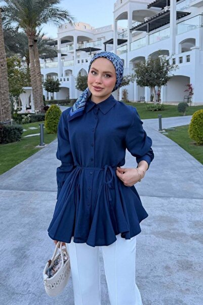 Şulemoda Giyim Λινό πουκάμισο Navy Blue