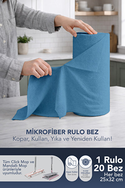 Lavine (20'li Rulo) %100 Mikrofiber Temizlik Bezi 25x32 Büyük Ebat 4XL Kopar ...