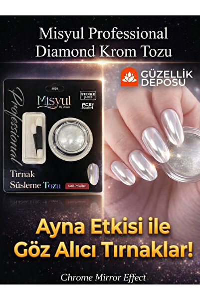 Güzellik Deposu Diamond Krom Tozu - Ayna Efektli Gümüş Yansımalı Nail Art Tır...