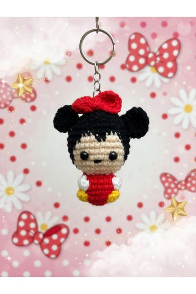 El Yapımı Amigurumi Sevimli Fare Anahtarlık – Örgü Oyuncak Çanta Süsü Hediye