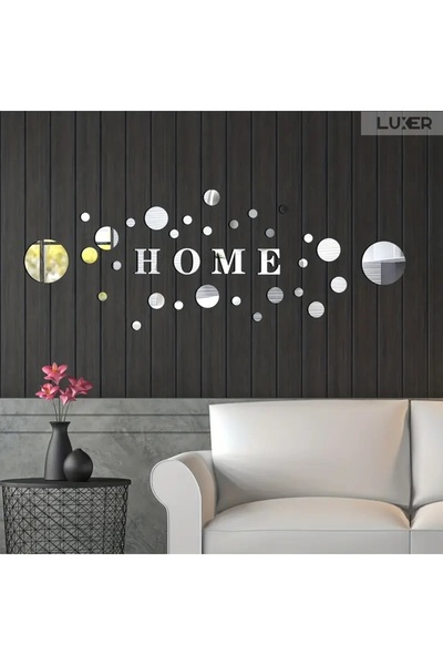 LUXER Set of 35 Self-Adhesive Decorative Acrylic Mirrors, HOME Model and 31 P...