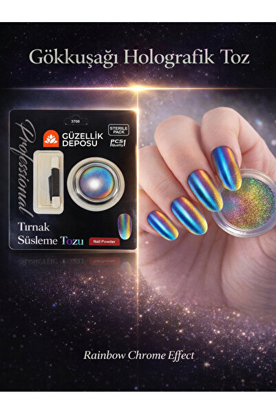 Güzellik Deposu Gökkuşağı Holografik Toz - Rainbow Chrome Effect 7 Renk Yansı...