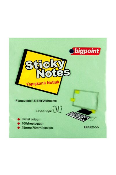 Bigpoint Lepilni papir za beleške 75x75mm zeleni x 12 kom