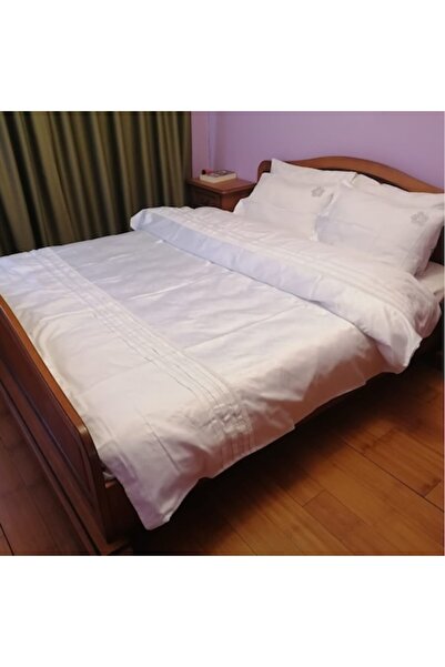 Casa Bucuriei Set lenjerie dublu extra, Casa Bucuriei, model Silk, 9 piese, alb