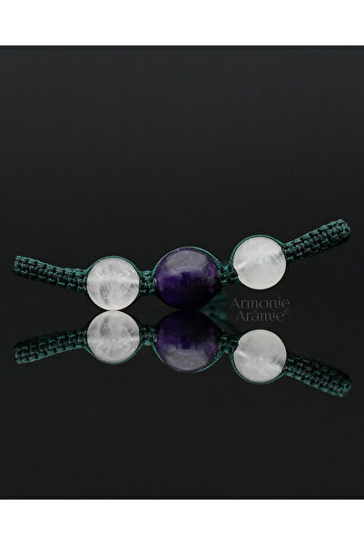 Armonie Arămie Brățară micromacrame cu ametist și cuarț roz, pentru Scorpion ...