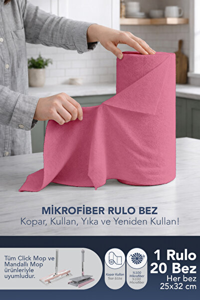 Lavine (20'li Rulo) %100 Mikrofiber Temizlik Bezi 25x32 Büyük Ebat 4XL Kopar ...