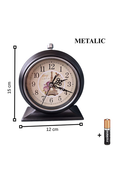 HYVESTO Ceas de Masa Vintage cu Alarma "Royal Bloom", Metalic, 12x15 cm, Desi...