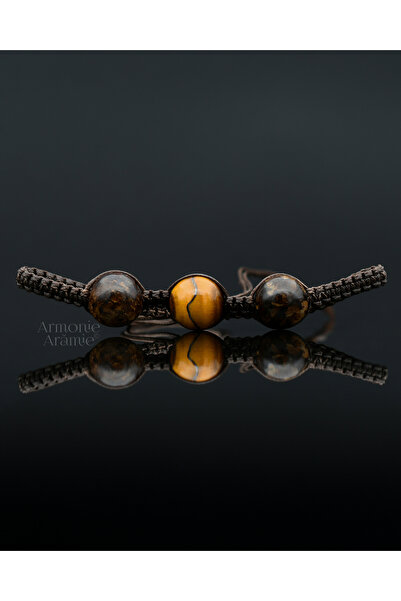 Armonie Arămie Brățară micromacrame cu ochi de tigru și bronzit, pentru Scorp...