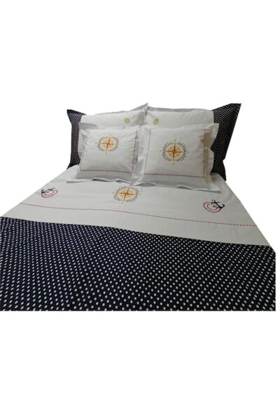 Casa Bucuriei Set husă de pilotă brodată 180 x 220 cm și 2 fețe de pernă