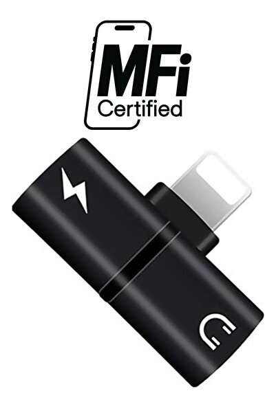 Generic محول 2 في 1 للشحن والصوت من Lightning باللون الأسود