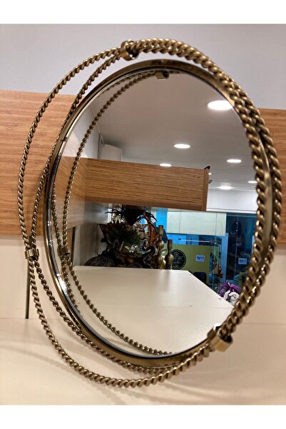PLUS HOME TEPSİ DEKORATİF ZİNCİR MODEL DÖKÜM PİRİNÇ RENK ANTİK ESKİTME ÇAPI 40 CM