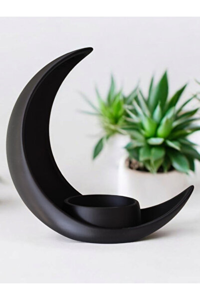 OEM Decorative Succulent Plant Stand – Modern Moon Design, Matte Black