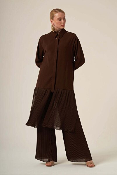 FTZ WOMEN Women's Chiffon Detail Suit Brown 31331