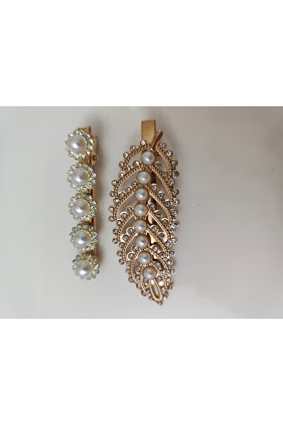 Nsk Textile Boutique Set of 4 Luxury Pearl and Stone Side Buckles - Gold Butt...