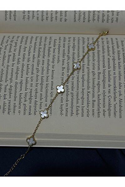 HNG ÇELİK KARARMAZ BEYAZ RENK MİNİ YONCA VCLEEF BİLEKLİK