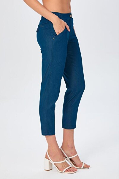 İKİLER Beli Lastikli Cep Detaylı Pantolon 026-3516