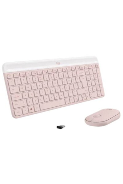 logitech Kit wireless tastatura si mouse MK470, USB, Layout US INT, Roz