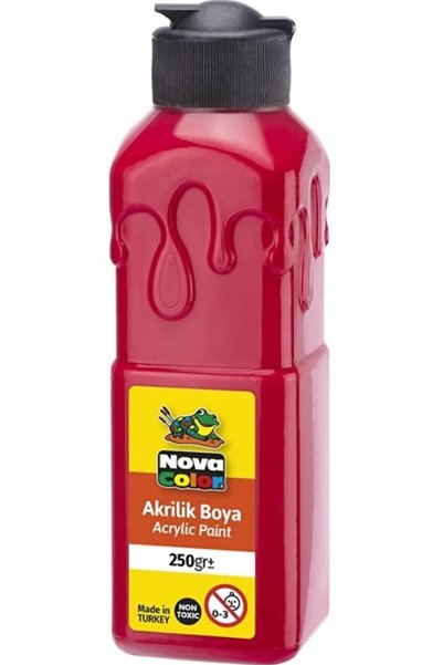 Nova Color Kırmızı Akrilik Boya 250 gr 1 Adet Su Bazlı Akrilik Boyası Hobi Sa...