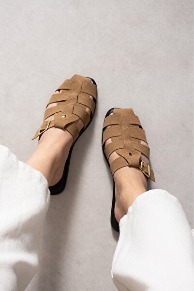 StWenn Women's Buckle-Strapped Knitted Band Casual Slippers Comfortable Sole ...