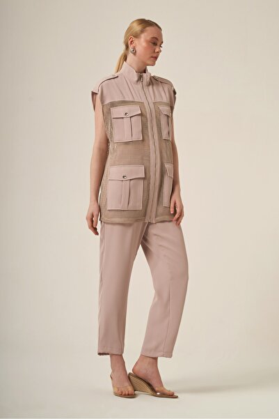 FTZ WOMEN Women's Mesh Detail Set Beige 31333